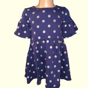 Adorable Navy,ruffle sleeve toddler dress  silver polka dots Tucker Tate #607